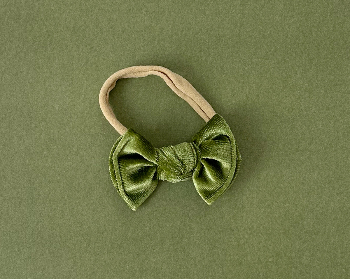 Olive Green Velvet BloomCLIPS set of 2 Bloom Headwraps