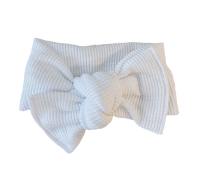*RESTOCK* White Ribbed Tie On Headwrap