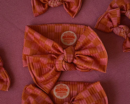 *RESTOCK* Bloom Checker Tie On Headwrap