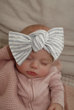 Heather Grey Mini Stripe Tie On Headwrap