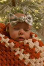 Green Ribbed Gingham BloomCLIPS or Nylon Headband