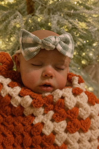 Green Ribbed Gingham BloomCLIPS or Nylon Headband