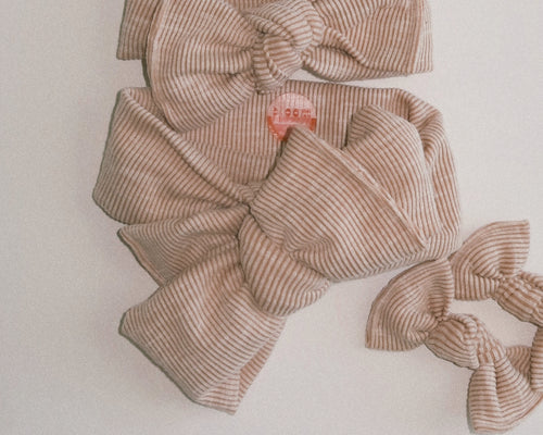 Oversized Nude Ribbed Tie On Headwrap