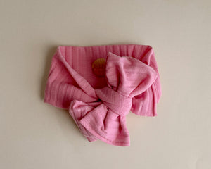 Oversized Bow Taffy Ribbed Tie On Headwrap