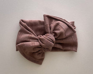 Brown Wide Ribbed Tie On Headwrap