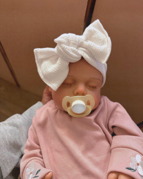 White Pointelle Tie On Headwrap