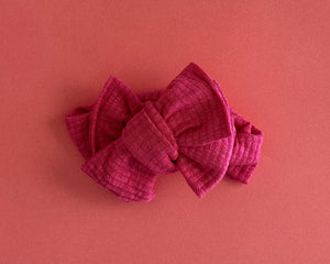 Oversized Bow Bright Pink Tie On Headwrap