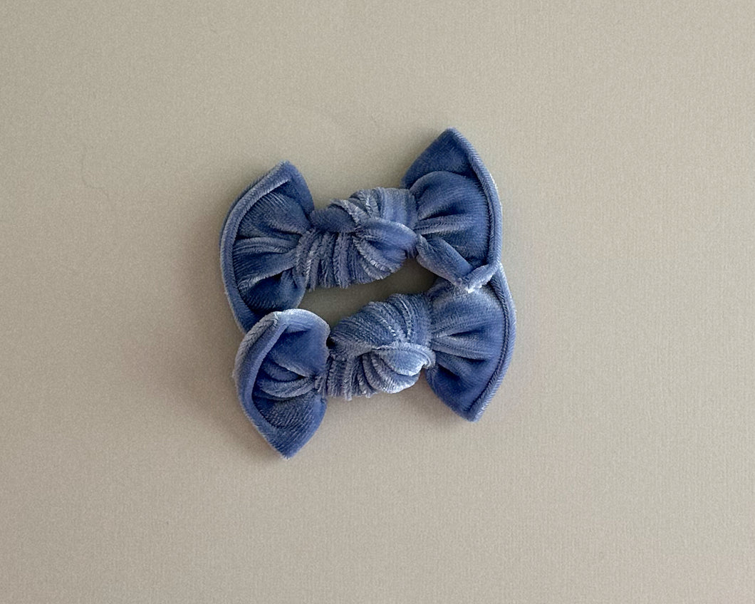 Steel Blue Velvet BloomCLIPS or Nylon Headband