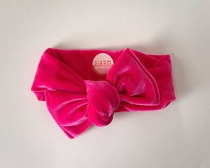 Hot Pink Velvet Tie On Headwrap