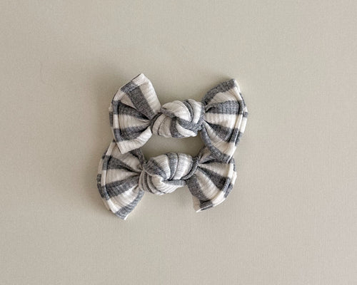 Heather Gray Stripe BloomCLIPS or Nylon Headband