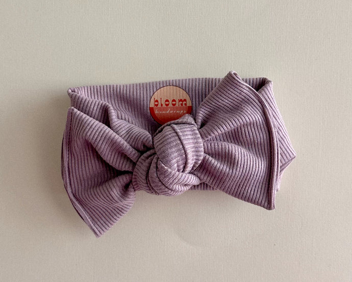 Lilac Mini Ribbed Tie On Headwrap