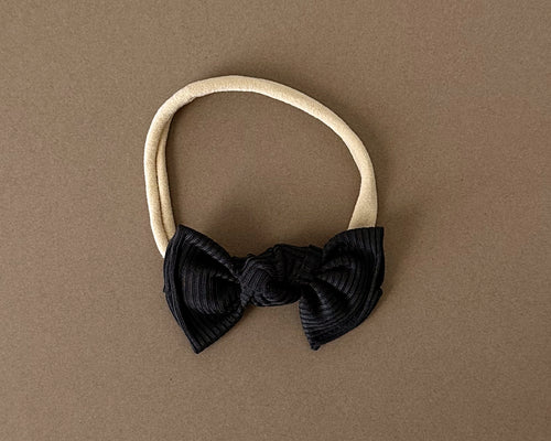 Black Mini Ribbed Nylon Headband