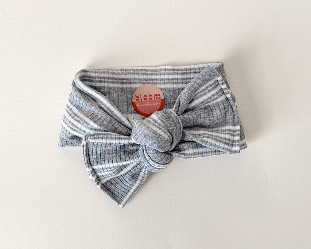 Heather Gray Multistripe Tie On Headwrap