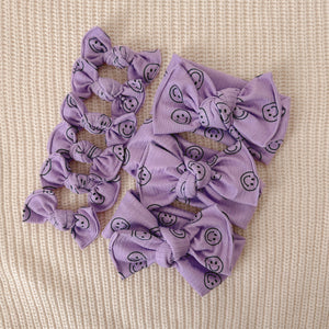 Smiley Purple Ribbed Headwrap, BloomCLIPS OR Nylon Headband