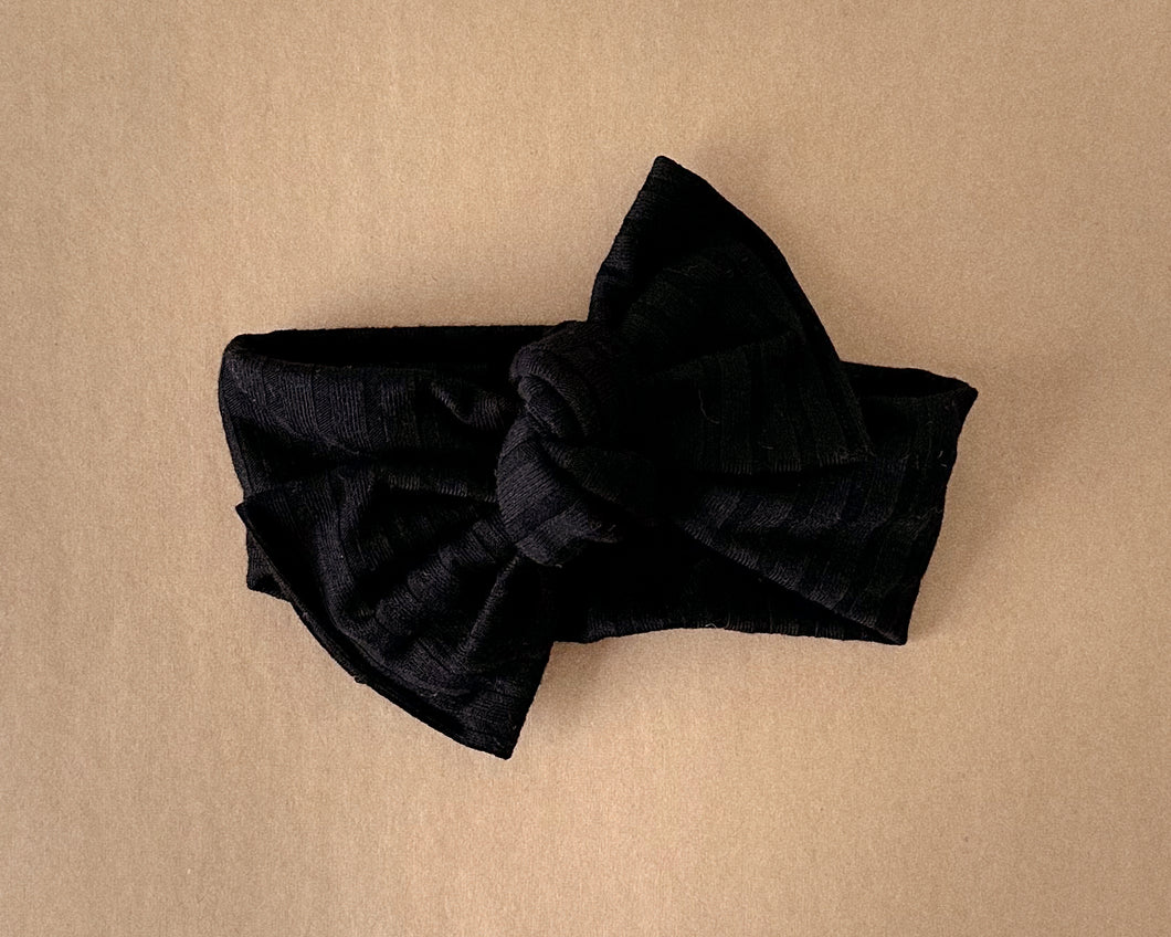 Black Ribbed Tie On Headwrap