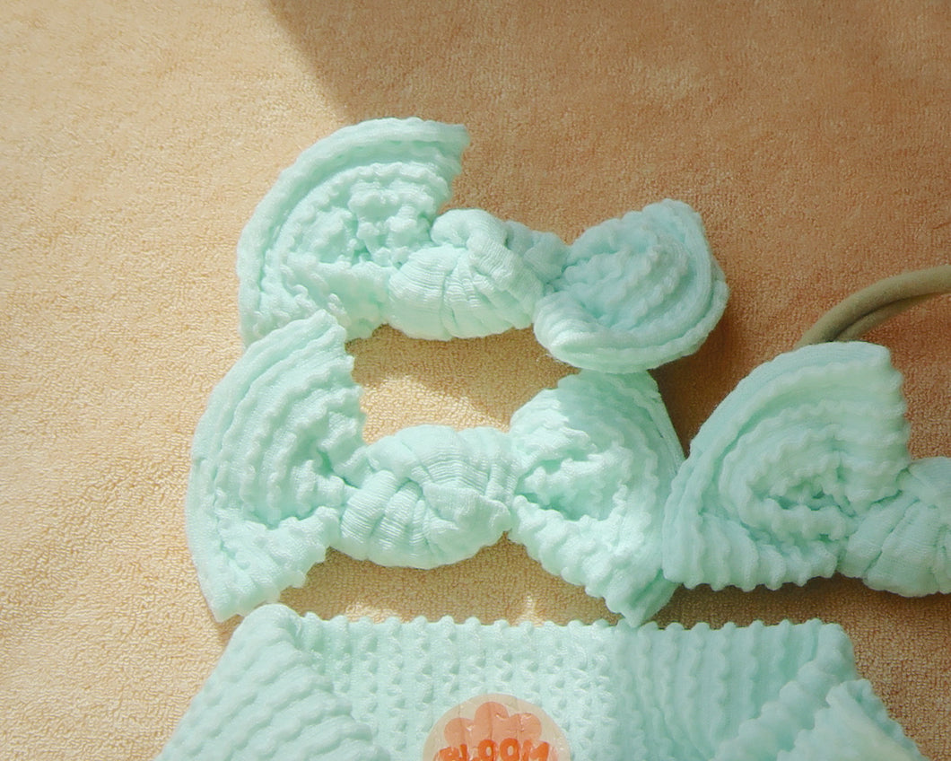 *RESTOCK* Pale Turquoise Wavy Ribbed BloomCLIPS or Nylon Headband