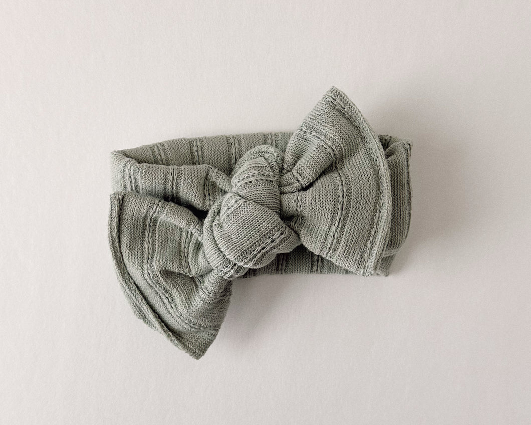 Sage Sweater Knit Tie On Headwrap