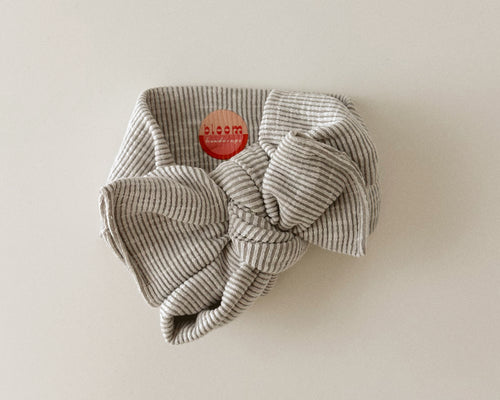 *RESTOCK* Oversized Bow Stone Ribbed Tie On Headwrap