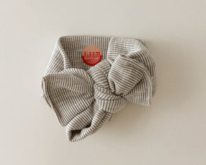*RESTOCK* Oversized Bow Stone Ribbed Tie On Headwrap