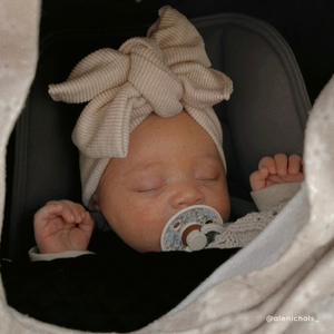 Oversized Bow Ivory Ribbed Tie On Headwrap