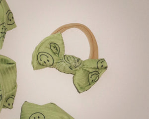 Lime Smiley BloomCLIPS or Nylon Headband