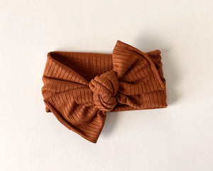 Cinnamon Ribbed Tie On Headwrap