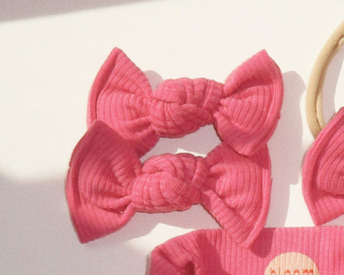 Fuschia Mini Ribbed BloomCLIPS or Nylon Headband