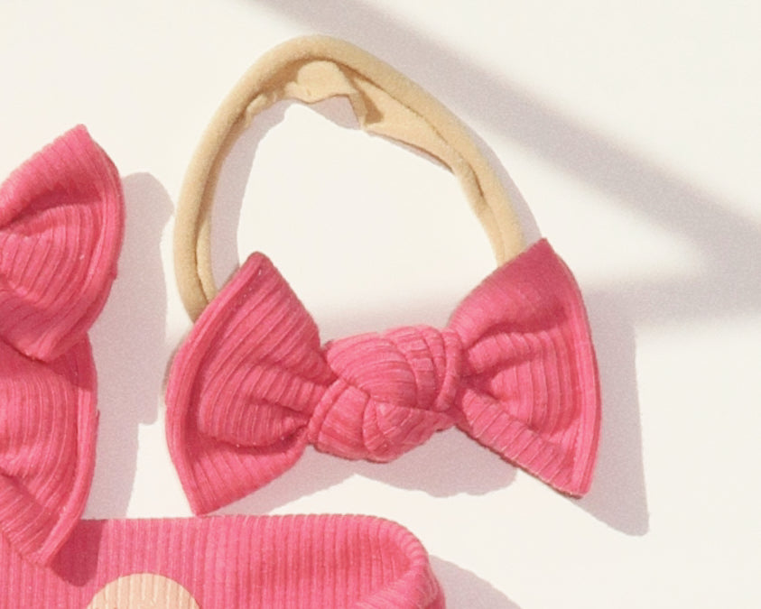 Fuschia Mini Ribbed BloomCLIPS or Nylon Headband