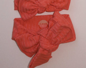 Oversized Bow Coral Ribbed Tie On Headwrap