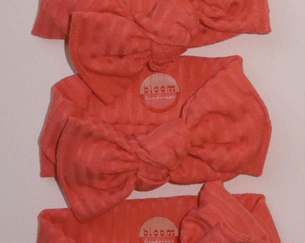 Coral Ribbed Tie On Headwrap