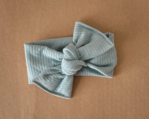 Powder Blue Ribbed Tie On Headwrap
