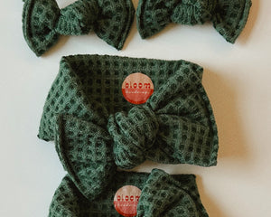 Forest Green Waffle Tie On Headwrap