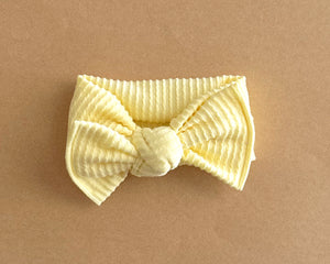 Pale Yellow Wavy Ribbed Tie On Headwrap