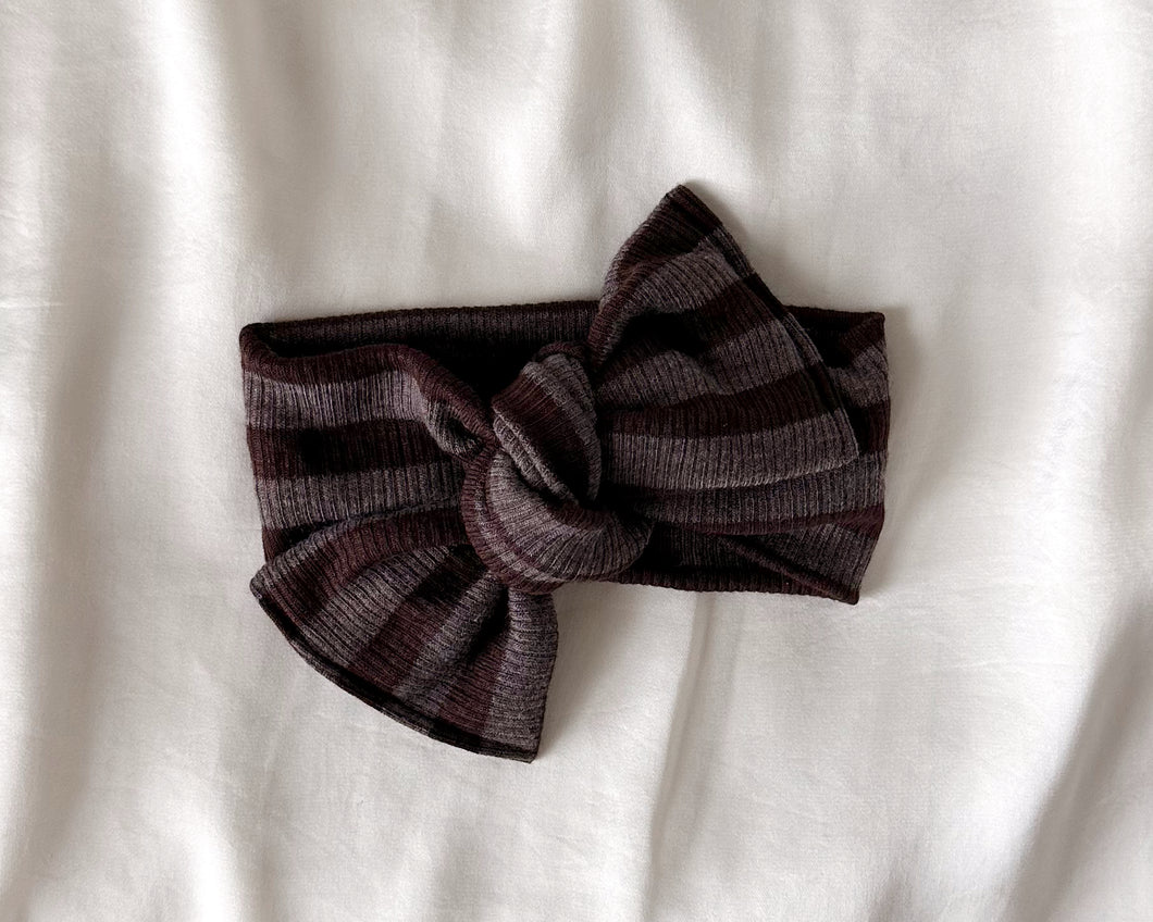 Chocolate Stripe Tie On Headwrap