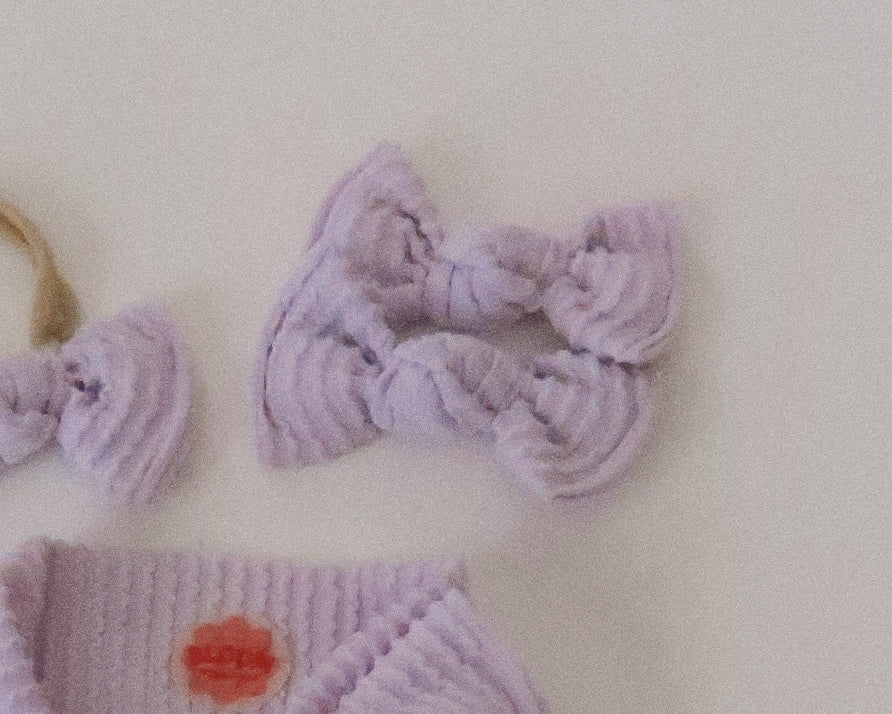 Lavender Wavy Ribbed Bloomclips OR Nylon Headband