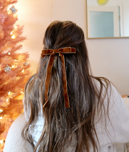 *DOORBUSTER* Mustard Velvet Bow Clip