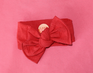 Vintage Red Ribbed Tie On Headwrap