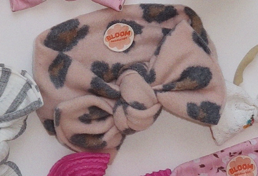 Blush Fuzzy Leopard Tie On Headwrap
