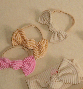 Spring Bundle Nylon Headband - Oatmeal, Golden and Bubblegum Wavy Ribbed