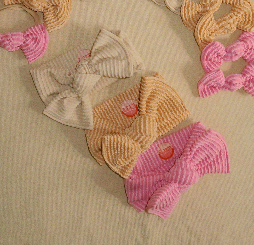 Spring Bundle Headwraps - Oatmeal, Golden and Bubblegum Wavy Ribbed