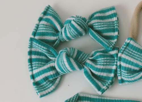 Teal Stripe Ribbed BloomCLIPS or Nylon Headband