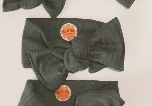 Charcoal Wide Ribbed Tie On Headwrap
