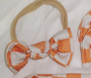 Creamsicle Checker Ribbed BloomCLIPS or Nylon Headband