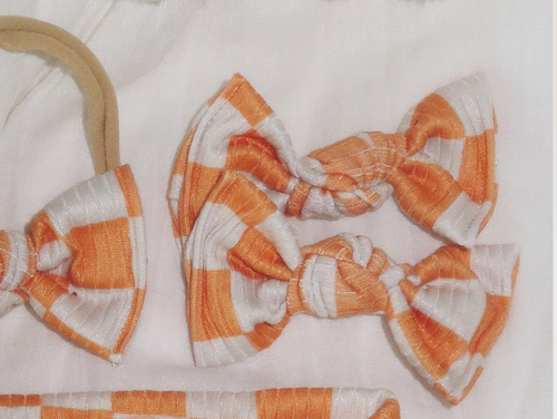 Creamsicle Checker Ribbed BloomCLIPS or Nylon Headband