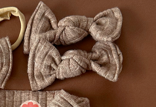 Camel Fuzzy Ribbed BloomCLIPS or Nylon Headband