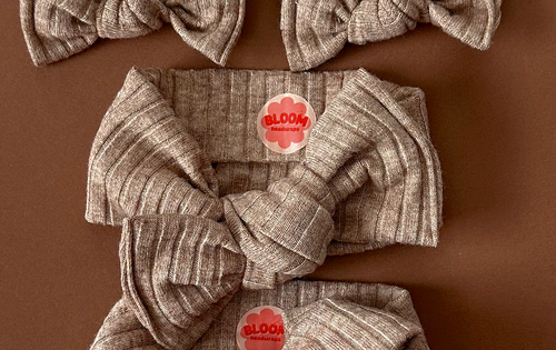 Camel Fuzzy Ribbed Tie On Headwrap