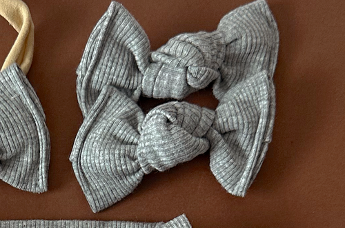 Heather Grey Mini Ribbed BloomCLIPS or Nylon Headband