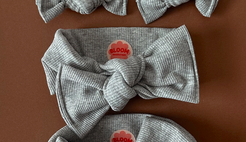 Heather Grey Mini Ribbed Tie On Headwrap