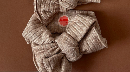 Oversized Bow Camel Fuzzy Ribbed Tie On Headwrap