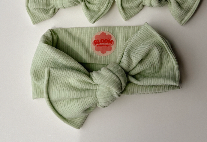 Mint Ribbed Tie On Headwrap